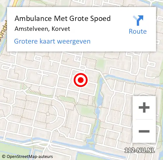 Locatie op kaart van de 112 melding: Ambulance Met Grote Spoed Naar Amstelveen, Korvet op 10 mei 2022 13:35