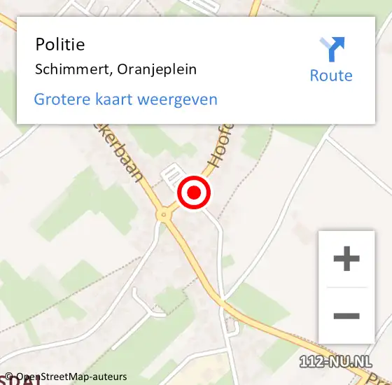 Locatie op kaart van de 112 melding: Politie Schimmert, Oranjeplein op 10 mei 2022 14:44