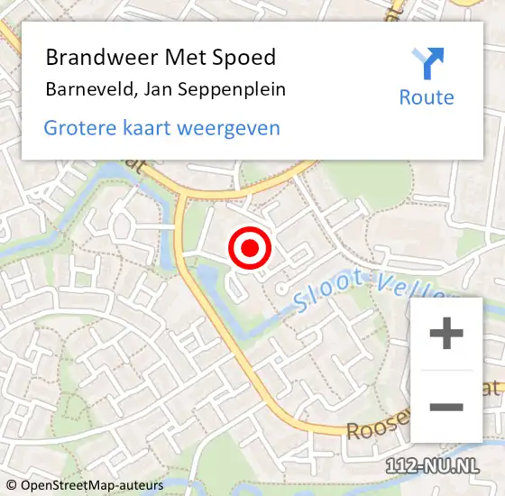 Locatie op kaart van de 112 melding: Brandweer Met Spoed Naar Barneveld, Jan Seppenplein op 10 mei 2022 15:15
