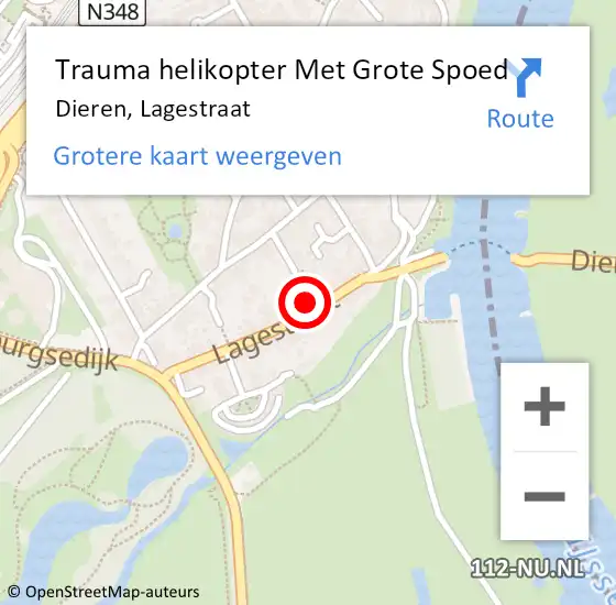 Locatie op kaart van de 112 melding: Trauma helikopter Met Grote Spoed Naar Dieren, Lagestraat op 10 mei 2022 17:53