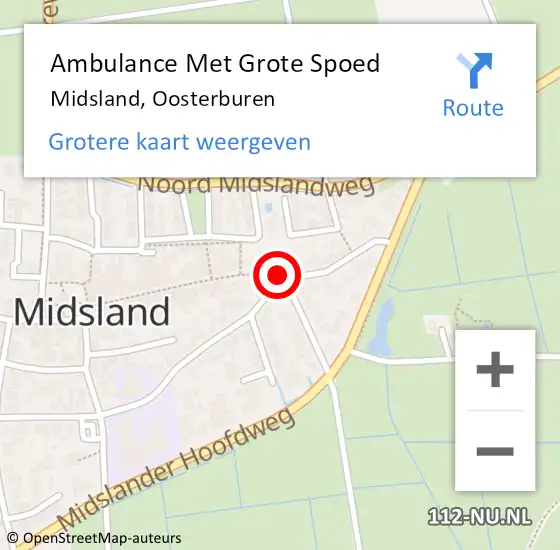 Locatie op kaart van de 112 melding: Ambulance Met Grote Spoed Naar Midsland, Oosterburen op 17 juli 2014 00:14