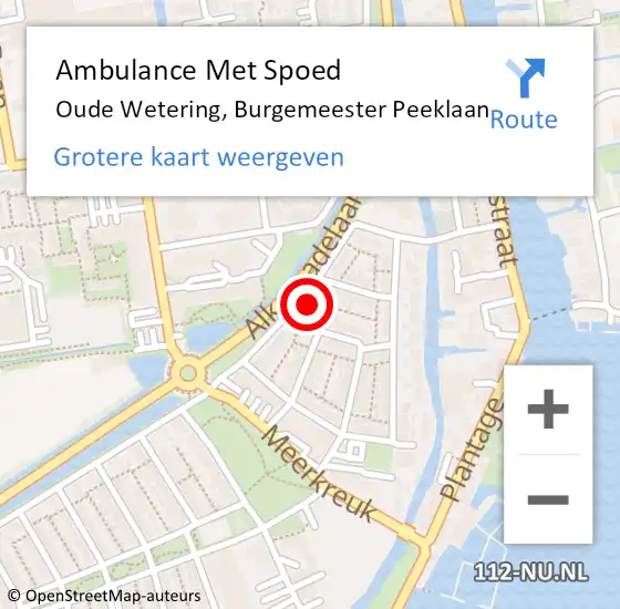 Locatie op kaart van de 112 melding: Ambulance Met Spoed Naar Oude Wetering, Burgemeester Peeklaan op 10 mei 2022 20:55