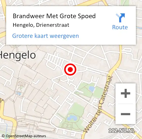 Locatie op kaart van de 112 melding: Brandweer Met Grote Spoed Naar Hengelo, Drienerstraat op 10 mei 2022 20:59