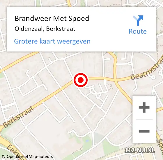 Locatie op kaart van de 112 melding: Brandweer Met Spoed Naar Oldenzaal, Berkstraat op 10 mei 2022 21:41