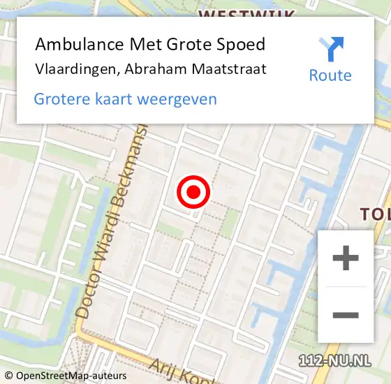 Locatie op kaart van de 112 melding: Ambulance Met Grote Spoed Naar Vlaardingen, Abraham Maatstraat op 11 mei 2022 00:11