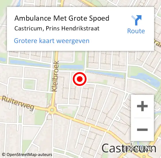 Locatie op kaart van de 112 melding: Ambulance Met Grote Spoed Naar Castricum, Prins Hendrikstraat op 11 mei 2022 02:37