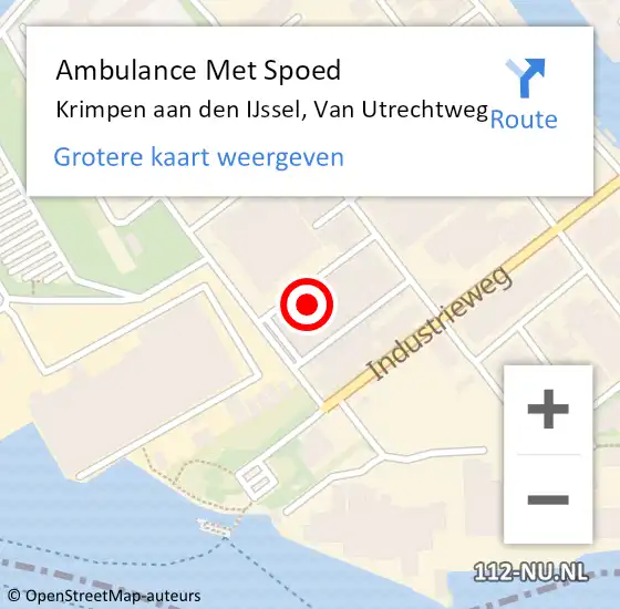 Locatie op kaart van de 112 melding: Ambulance Met Spoed Naar Krimpen aan den IJssel, Van Utrechtweg op 11 mei 2022 08:09