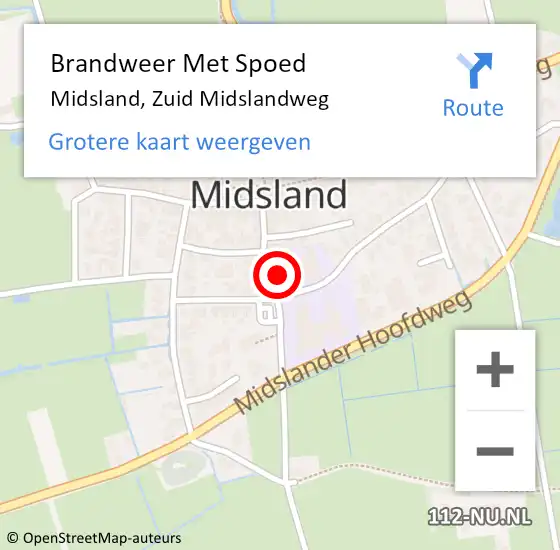 Locatie op kaart van de 112 melding: Brandweer Met Spoed Naar Midsland, Zuid Midslandweg op 11 mei 2022 09:46