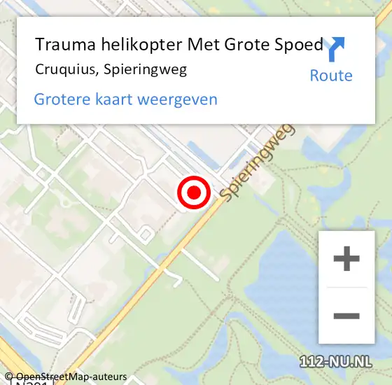 Locatie op kaart van de 112 melding: Trauma helikopter Met Grote Spoed Naar Cruquius, Spieringweg op 11 mei 2022 13:28