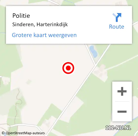Locatie op kaart van de 112 melding: Politie Sinderen, Harterinkdijk op 11 mei 2022 14:52
