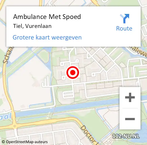 Locatie op kaart van de 112 melding: Ambulance Met Spoed Naar Tiel, Vurenlaan op 11 mei 2022 15:12