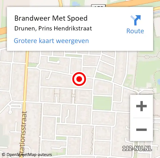 Locatie op kaart van de 112 melding: Brandweer Met Spoed Naar Drunen, Prins Hendrikstraat op 11 mei 2022 15:37