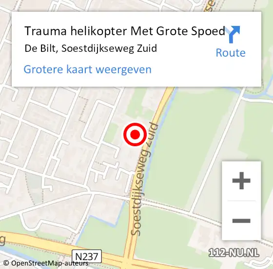 Locatie op kaart van de 112 melding: Trauma helikopter Met Grote Spoed Naar De Bilt, Soestdijkseweg Zuid op 11 mei 2022 17:28