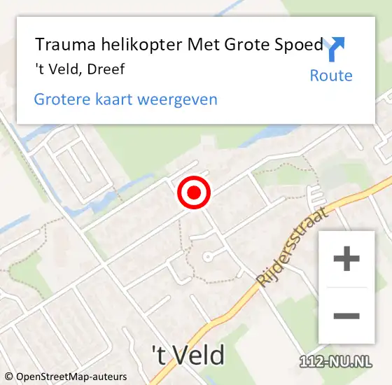 Locatie op kaart van de 112 melding: Trauma helikopter Met Grote Spoed Naar 't Veld, Dreef op 11 mei 2022 18:10
