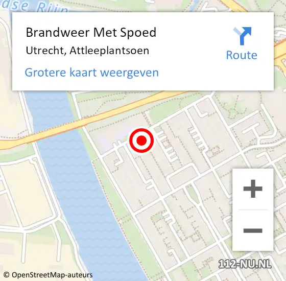 Locatie op kaart van de 112 melding: Brandweer Met Spoed Naar Utrecht, Attleeplantsoen op 11 mei 2022 20:11