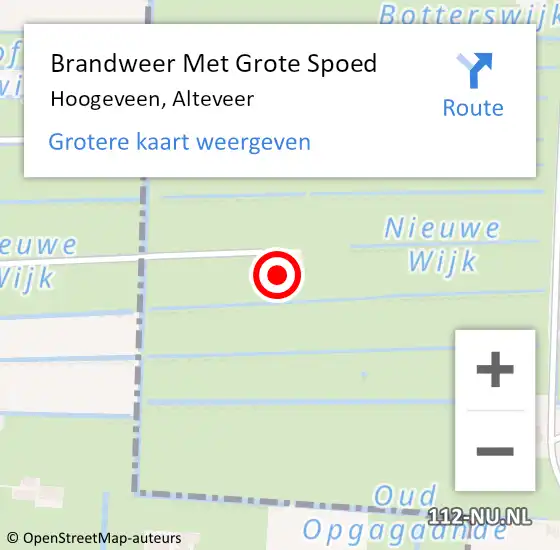 Locatie op kaart van de 112 melding: Brandweer Met Grote Spoed Naar Hoogeveen, Alteveer op 12 mei 2022 04:16