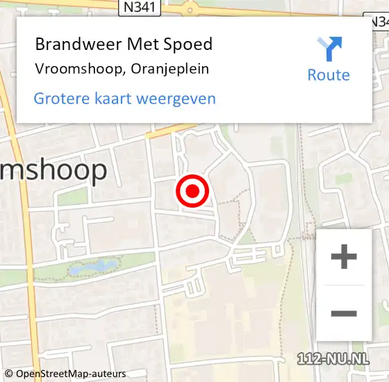 Locatie op kaart van de 112 melding: Brandweer Met Spoed Naar Vroomshoop, Oranjeplein op 12 mei 2022 06:49
