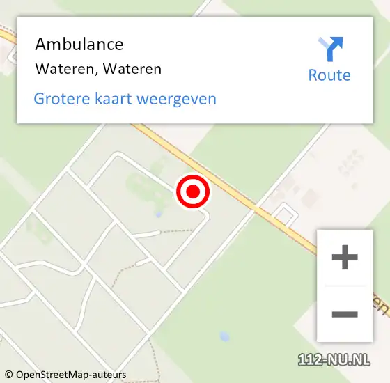 Locatie op kaart van de 112 melding: Ambulance Wateren, Wateren op 12 mei 2022 07:35