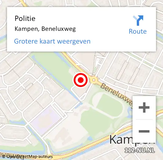 Locatie op kaart van de 112 melding: Politie Kampen, Beneluxweg op 12 mei 2022 09:21