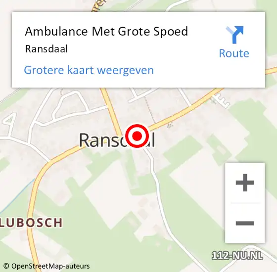 Locatie op kaart van de 112 melding: Ambulance Met Grote Spoed Naar Ransdaal op 17 juli 2014 08:09