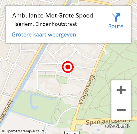 Locatie op kaart van de 112 melding: Ambulance Met Grote Spoed Naar Haarlem, Eindenhoutstraat op 12 mei 2022 11:53