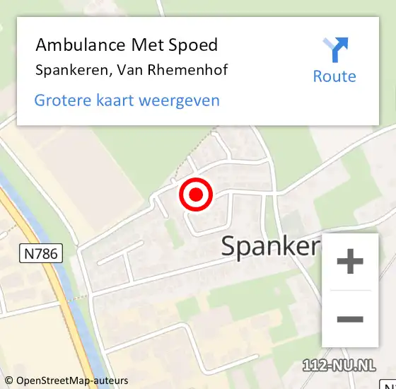 Locatie op kaart van de 112 melding: Ambulance Met Spoed Naar Spankeren, Van Rhemenhof op 12 mei 2022 12:14