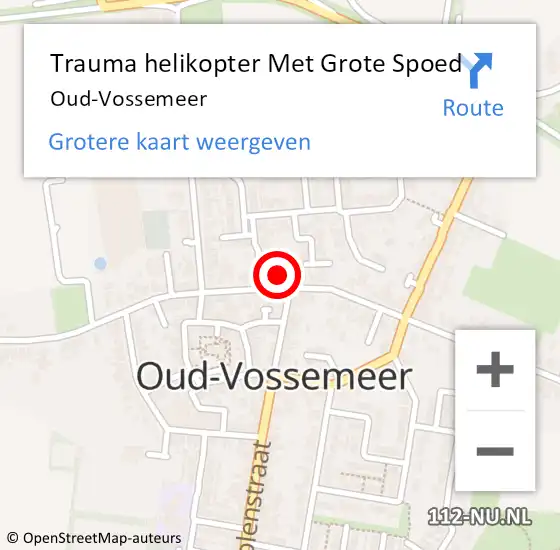 Locatie op kaart van de 112 melding: Trauma helikopter Met Grote Spoed Naar Oud-Vossemeer op 12 mei 2022 12:16