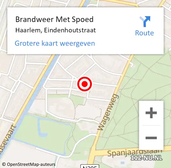 Locatie op kaart van de 112 melding: Brandweer Met Spoed Naar Haarlem, Eindenhoutstraat op 12 mei 2022 12:24