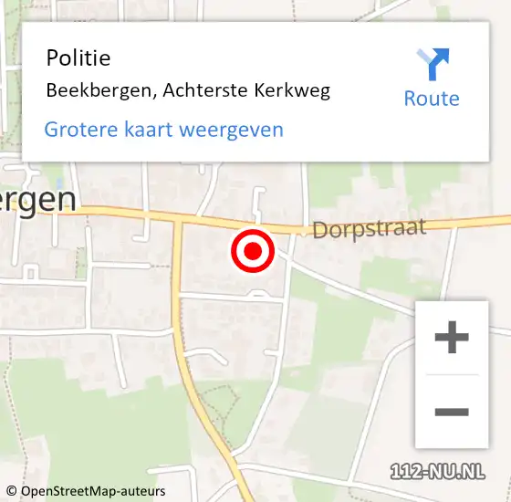 Locatie op kaart van de 112 melding: Politie Beekbergen, Achterste Kerkweg op 12 mei 2022 15:05