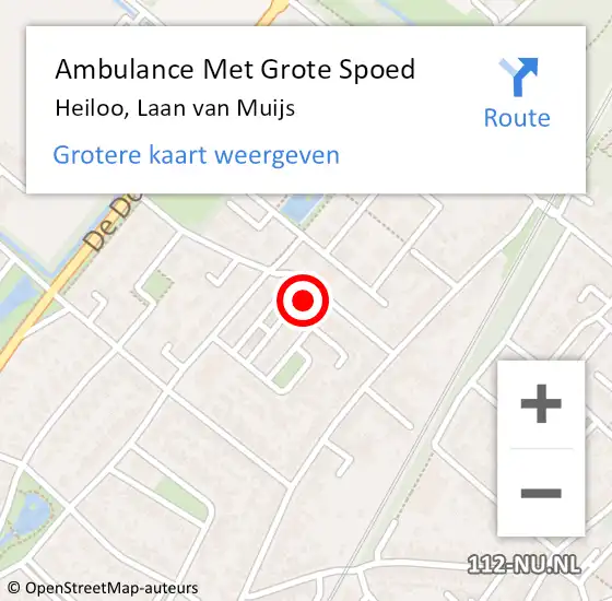 Locatie op kaart van de 112 melding: Ambulance Met Grote Spoed Naar Heiloo, Laan van Muijs op 12 mei 2022 15:44