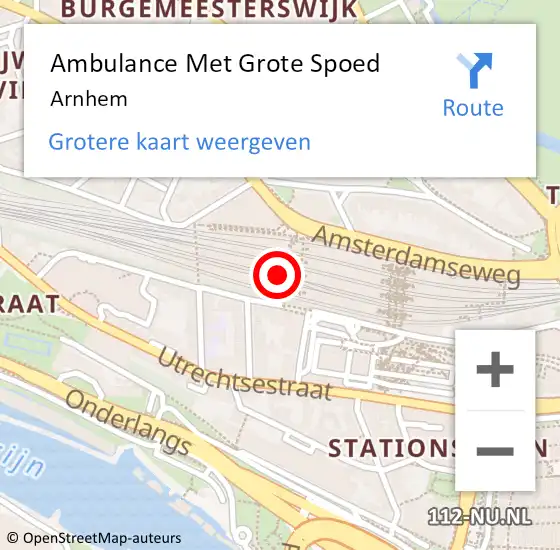 Locatie op kaart van de 112 melding: Ambulance Met Grote Spoed Naar Arnhem, Inzet op 8 oktober 2013 15:09