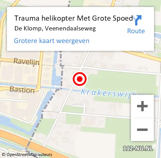 Locatie op kaart van de 112 melding: Trauma helikopter Met Grote Spoed Naar De Klomp, Veenendaalseweg op 12 mei 2022 17:22