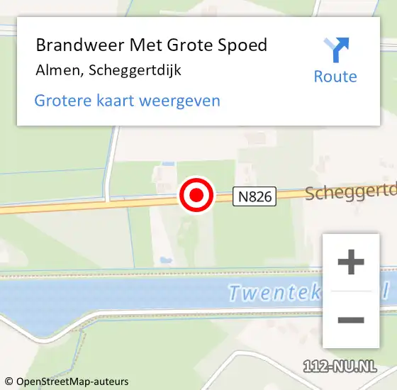 Locatie op kaart van de 112 melding: Brandweer Met Grote Spoed Naar Almen, Scheggertdijk op 12 mei 2022 17:27
