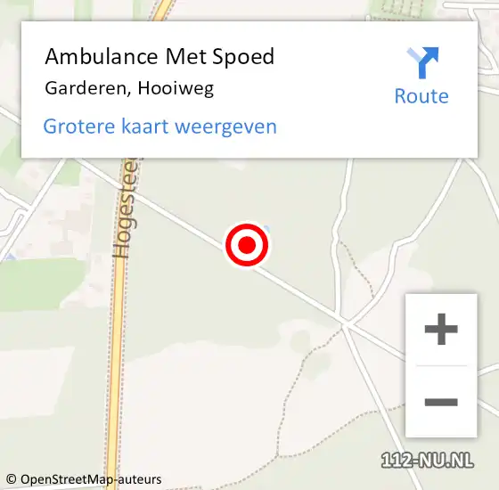 Locatie op kaart van de 112 melding: Ambulance Met Spoed Naar Garderen, Hooiweg op 12 mei 2022 18:15