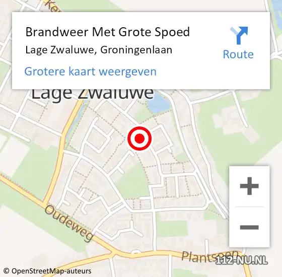 Locatie op kaart van de 112 melding: Brandweer Met Grote Spoed Naar Lage Zwaluwe, Groningenlaan op 12 mei 2022 18:46