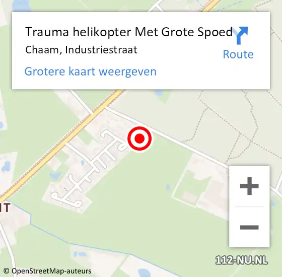 Locatie op kaart van de 112 melding: Trauma helikopter Met Grote Spoed Naar Chaam, Industriestraat op 12 mei 2022 18:55