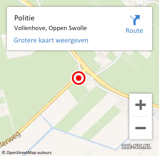 Locatie op kaart van de 112 melding: Politie Vollenhove, Oppen Swolle op 12 mei 2022 22:15