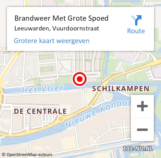 Locatie op kaart van de 112 melding: Brandweer Met Grote Spoed Naar Leeuwarden, Vuurdoornstraat op 13 mei 2022 07:09