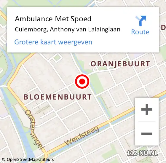 Locatie op kaart van de 112 melding: Ambulance Met Spoed Naar Culemborg, Anthony van Lalainglaan op 13 mei 2022 07:25
