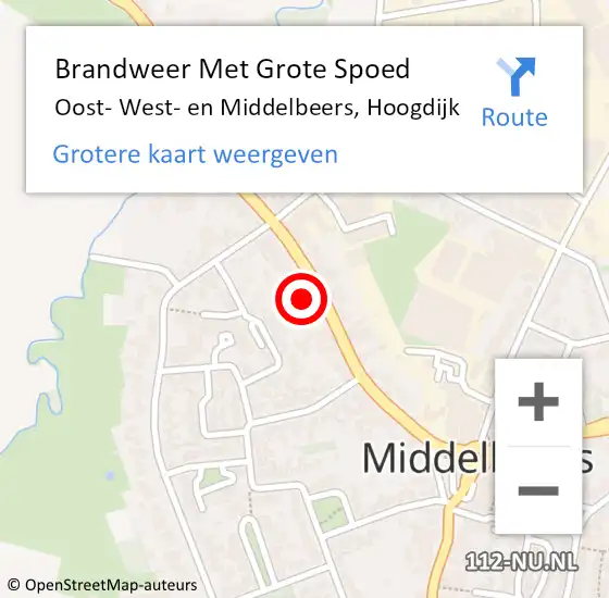 Locatie op kaart van de 112 melding: Brandweer Met Grote Spoed Naar Oost- West- en Middelbeers, Hoogdijk op 13 mei 2022 10:51