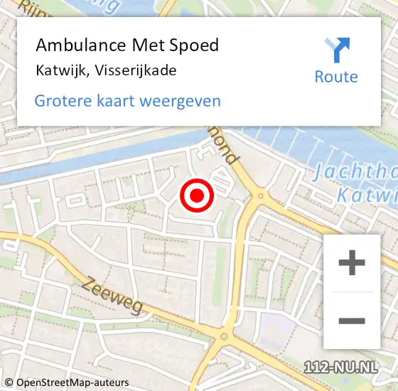 Locatie op kaart van de 112 melding: Ambulance Met Spoed Naar Katwijk, Visserijkade op 13 mei 2022 11:09