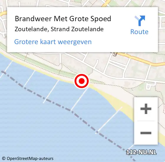 Locatie op kaart van de 112 melding: Brandweer Met Grote Spoed Naar Zoutelande, Strand Zoutelande op 13 mei 2022 18:13