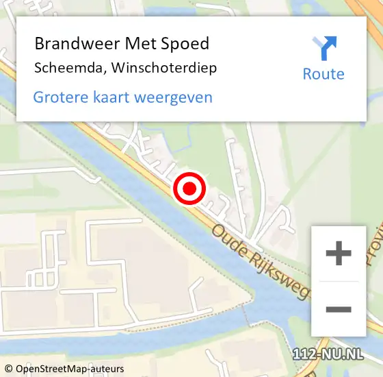 Locatie op kaart van de 112 melding: Brandweer Met Spoed Naar Scheemda, Winschoterdiep op 13 mei 2022 19:31