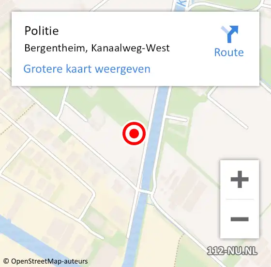 Locatie op kaart van de 112 melding: Politie Bergentheim, Kanaalweg-West op 13 mei 2022 19:49