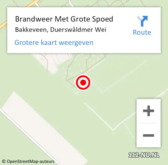 Locatie op kaart van de 112 melding: Brandweer Met Grote Spoed Naar Bakkeveen, Duerswâldmer Wei op 13 mei 2022 20:24