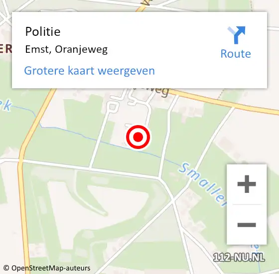 Locatie op kaart van de 112 melding: Politie Emst, Oranjeweg op 14 mei 2022 01:36