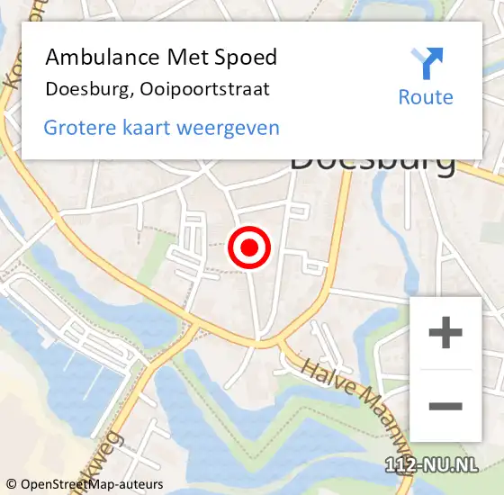 Locatie op kaart van de 112 melding: Ambulance Met Spoed Naar Doesburg, Ooipoortstraat op 14 mei 2022 01:37