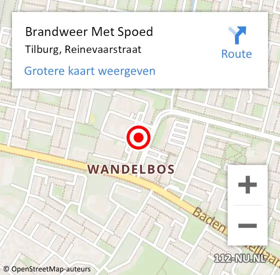 Locatie op kaart van de 112 melding: Brandweer Met Spoed Naar Tilburg, Reinevaarstraat op 14 mei 2022 01:45