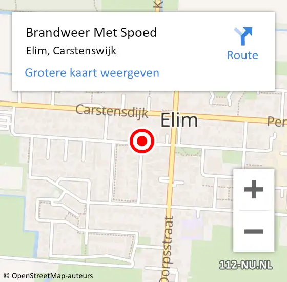 Locatie op kaart van de 112 melding: Brandweer Met Spoed Naar Elim, Carstenswijk op 14 mei 2022 04:20