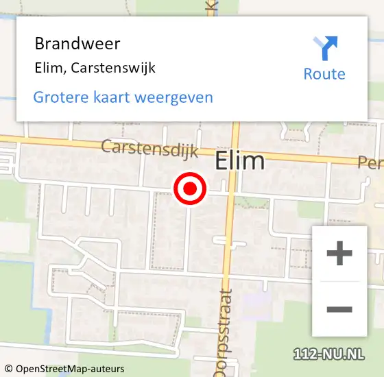Locatie op kaart van de 112 melding: Brandweer Elim, Carstenswijk op 14 mei 2022 04:23